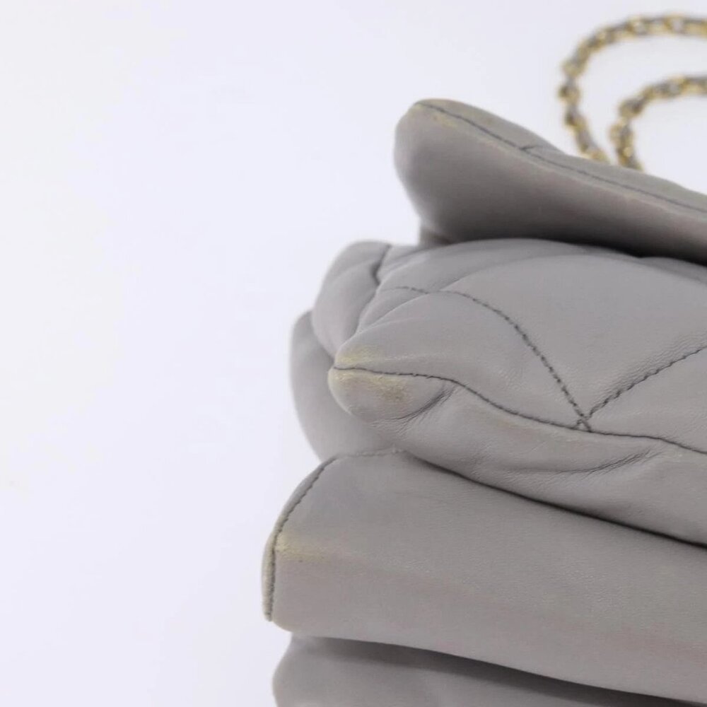 Salvatore Ferragamo Chain Vala Shoulder Bag Leather Gray Gold Auth 147515 - Picture 2 of 16